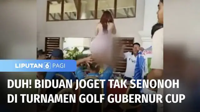 Aksi biduan berjoget di atas meja dalam acara penutupan turnamen golf Gubernur Cup di Pekanbaru Riau viral di media sosial. Jogetan biduan ini dinilai tak pantas karena dipertontonkan dalam acara penutupan olahraga resmi.