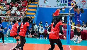 Momen Timnas voli putri Indonesia menutup putaran pertama SEA V League 2023 dengan mengalahkan tuan rumah Filipina 3-0, Minggu (6/8/2023) sore WIB. (Dokumentasi PBVSI)