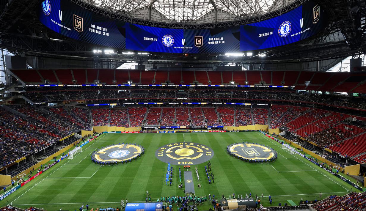 Suasana sepi pertandingan Grup D Piala Dunia Antarklub 2025 antara Chelsea melawan LAFC di Mercedes Benz Stadium, Atlanta, Amerka Serikat, Selasa (17/06/2025). (AP Photo/Jason Getz)