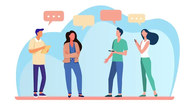 Ilustrasi komunikasi, dialog, ngobrol, bicara, hubungan sosial