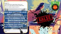 Tangkapan layar klaim link untuk pelanggan PLN mendapat token listrik gratis Rp 250 ribu secara online.