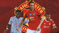 Manchester United - Fred, Nemanja Matic, Anthony Martial (Bola.com/Adreanus Titus)