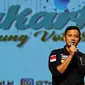 Cagub DKI Jakarta, Agus Harimurti Yudhoyono (AHY) menyampaikan pandangan pada Young Voters Festival di TIM, Jakarta, Selasa (31/1). Jelang pelaksanaan Pilkada, KPUD DKI Jakarta menyelenggarakan Young Voters Festival. (Liputan6.com/Helmi Fithriansyah)