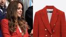 Perempuan berusia 39 tahun itu mengenakan blazer merah dengan detail kancing emas dari brand fashion Zara.(dok. Instagram @dresslikeaduchess)