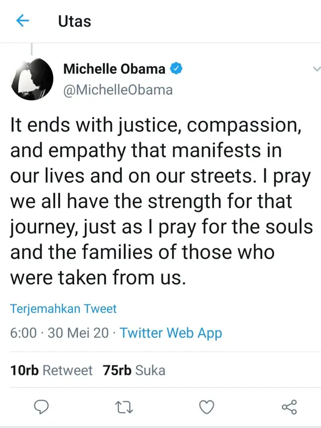 Cuitan Michelle Obama. (Foto: Twitter @michelleobama)