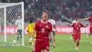 Pemain Timnas Indonesia Ole Romeny meluapkan emosinya setelah assist yang diberikannya berhasil dikonversi menjadi gol oleh Mitchell Baker saat menghadapi Bangladesh pada pertandingan Grup A FIFA ASEAN Cup 2026 di Jakarta, Kamis (1/10/2026). (KLY/Budy Santoso)
