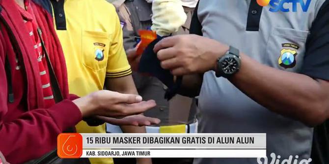 VIDEO: Pemkab Sidoarjo Bagikan 15.000 Masker Gratis di Alun-Alun