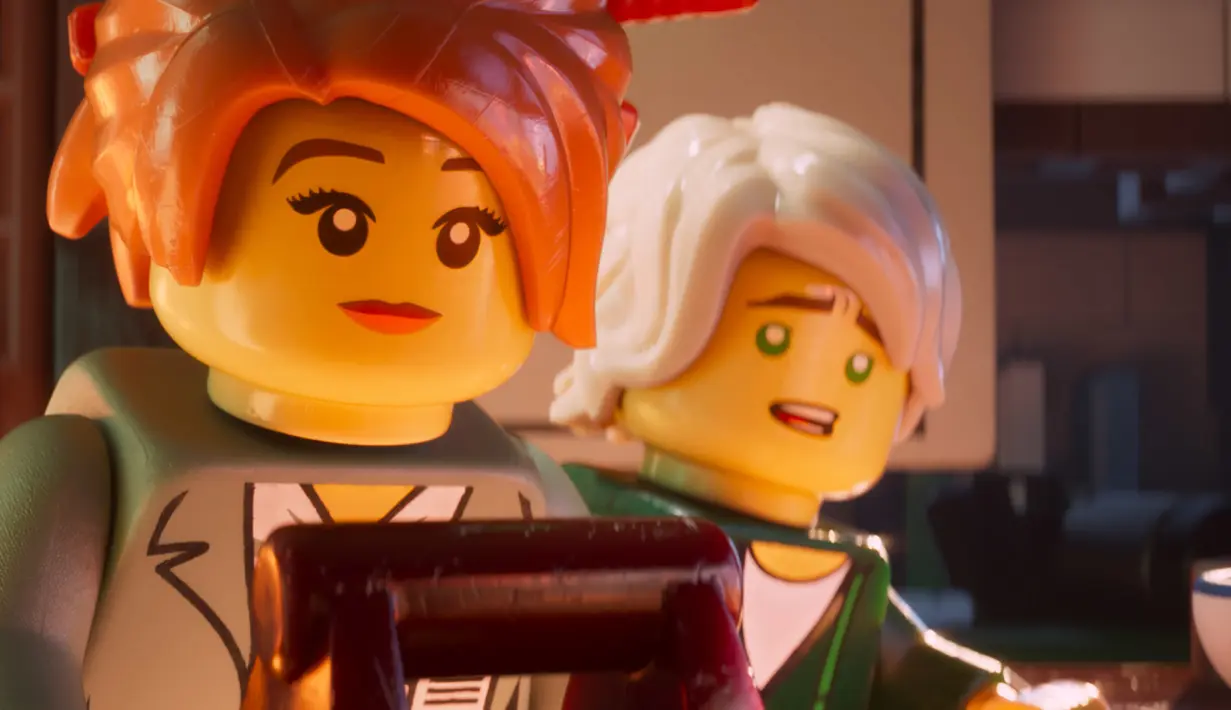 Karakter Koko, disuarakan oleh Olivia Munn (kiri) dan Lloyd, disuarakan oleh Dave Franco, dalam sebuah adegan di film Lego Ninjago. Film ini dijadwalkan akan dirilis di Amerika Serikat pada tanggal 22 September 2017. (Warner Bros. Pictures via AP)