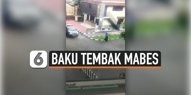 VIDEO: Rekaman CCTV Polisi Tembak Orang Tak Dikenal di Mabes Polri