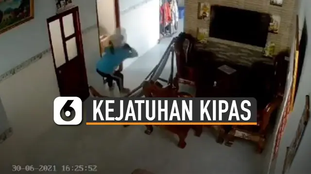 VIDEO: Apes, Pria Kejatuhan Kipas Angin di Rumahnya Sendiri