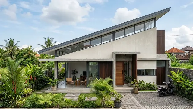 Model Rumah Minimalis Atap Miring Satu Sisi
