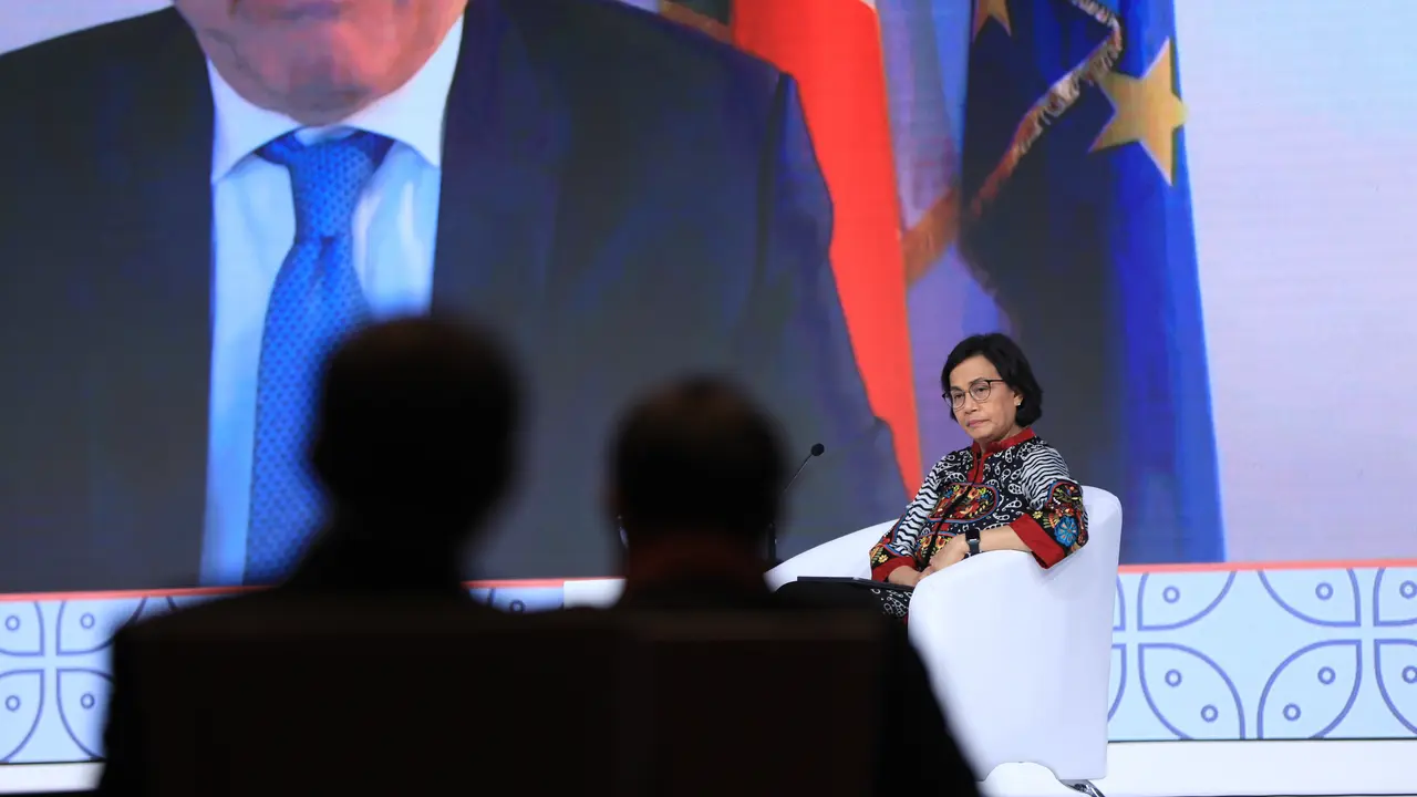 Menteri Keuangan Sri Mulyani dalam Forum G20 di Bali