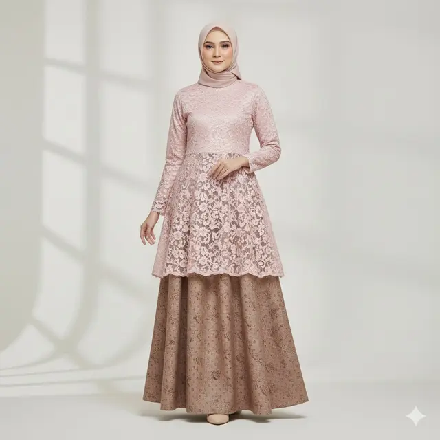 Gamis A-Line Warna Soft Lengan Flowy (Gemini AI)