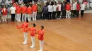 Perwakilan atlet membacakan sumpah janji kontingen saat upacara pengukuhan di Istora Senayan, Jakarta, Minggu (5/8). Di Asian Games 2018, Indonesia memiliki kekuatan 938 atlet, 365 ofisial, dan 80 headquarter. (Liputan6.com/Helmi Fithriansyah)