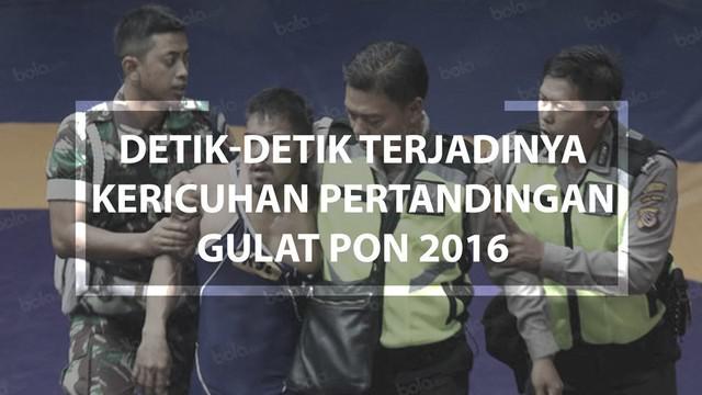 Video detik-detik terjadinya kericuhan pada pertandingan semi final gulat PON 2016 antara Kalimantan Selatan melawan Kalimantan Timur.