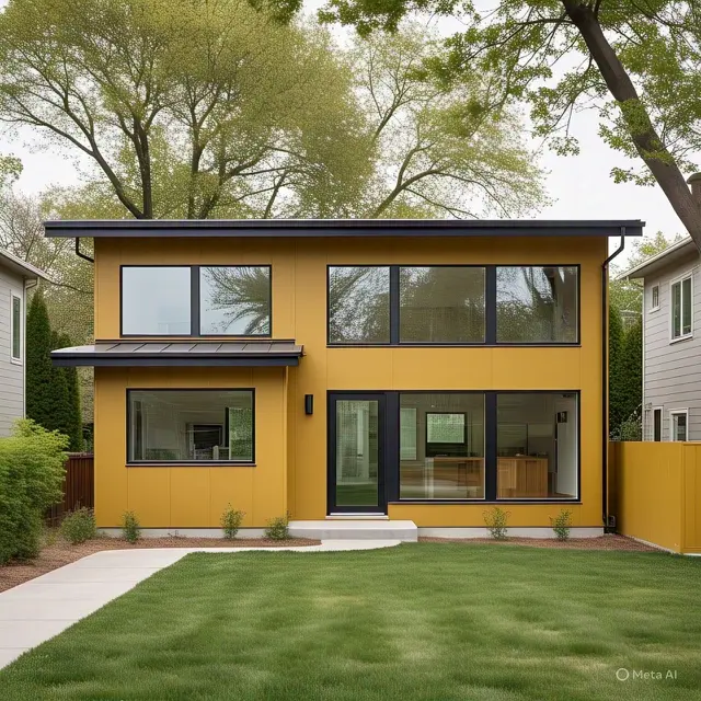 Rekomendasi Warna Cat Rumah Dua Lantai Minimalis. Foto: Meta AI