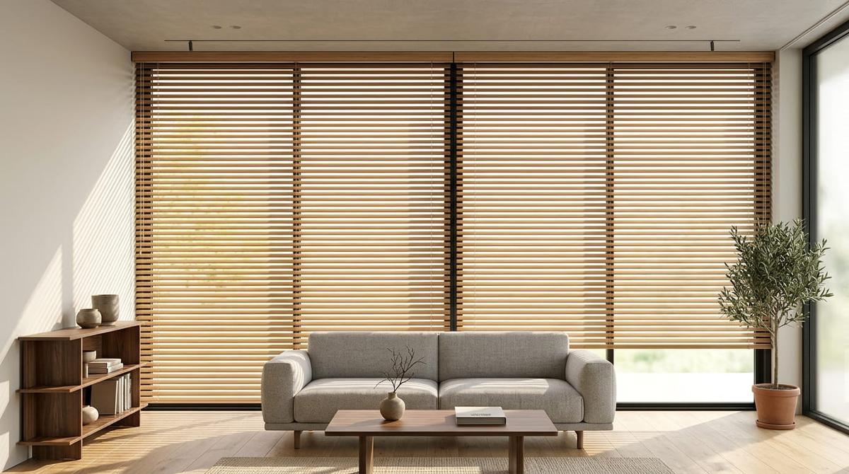 Tirai Horizontal Blinds Berbahan Bambu atau Kayu