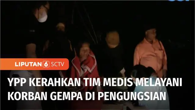 Tim Yayasan Pundi Amal Peduli Kasih SCTV-Indosiar melayani pengobatan gratis bagi korban gempa Cianjur, pada Rabu (23/11) malam. Tim langsung datang ke tenda-tenda pengungsian di kampung Rawa Cina, Desa Nagrak, Kecamatan Cianjur Kota, Jawa Barat.