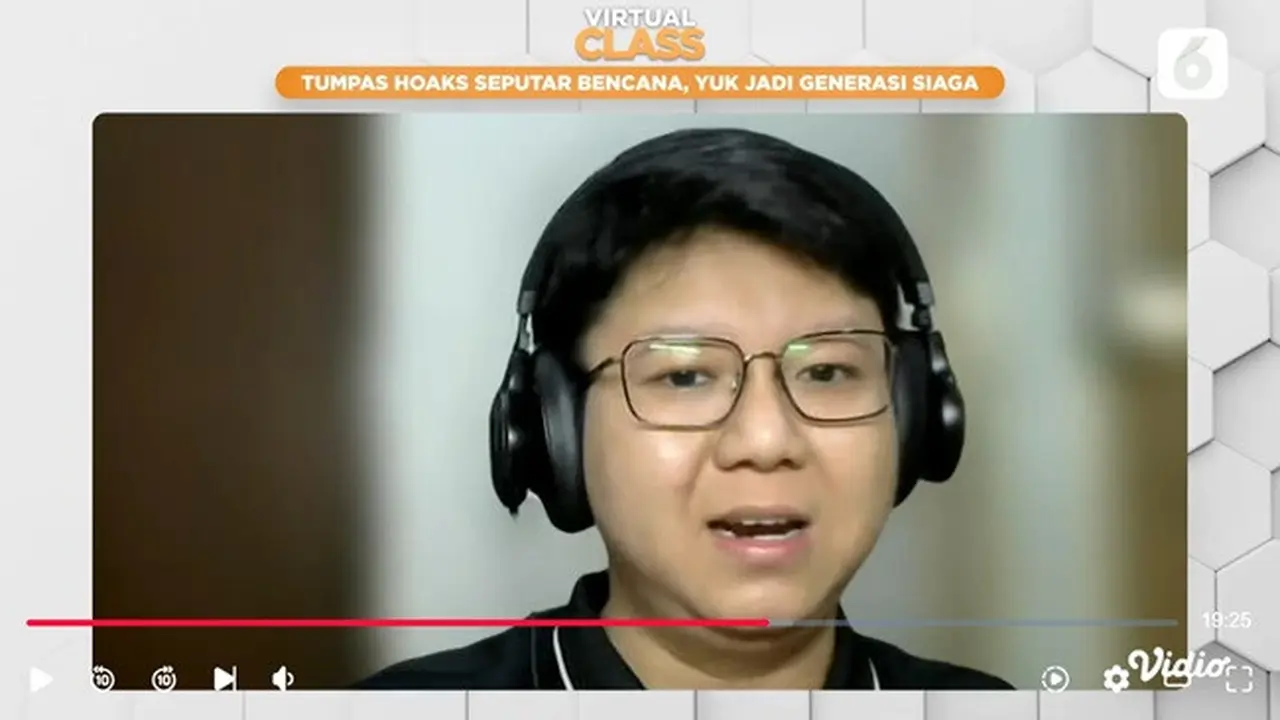 AI Researcher sekaligus Machine Learning Engineer, Gregorius Nathanael dalam acara Virtual Class Liputan6.com yang bertajuk "Tumpas Hoaks Seputar Bencana, Yuk Jadi Generasi Siaga" yang digelar Jumat (24/5/2024).