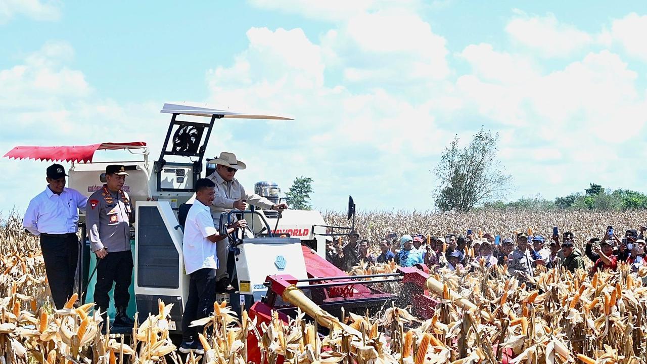 Jenderal Bintang 4 & Menteri Berdiri 'Kawal' Prabowo Naik Traktor di Sawah, Selesai Teddy Merapat