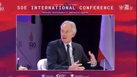 Mantan Perdana Menteri Inggris Tony Blair dalam State Owned Enterprises (SOE) International Conference di Nusa Dua, Bali.