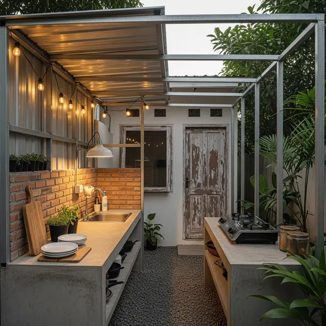 6 Desain Dapur Belakang dengan Baja Ringan yang Bisa Dibangun Bertahap