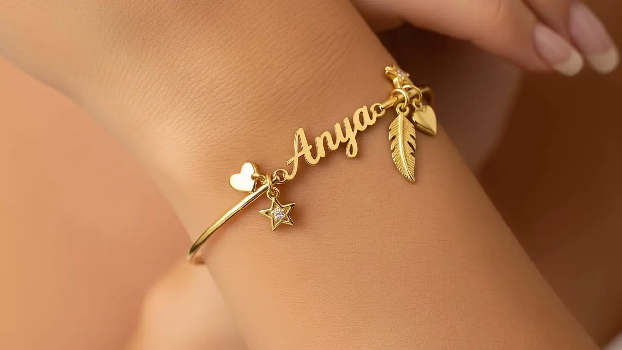 Model Gelang Emas Sederhana Custom dengan Nama Sendiri