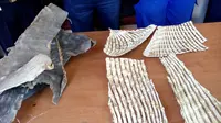 Barang bukti berupa sirip hiu dan insang pari manta. (Liputan6.com/Hans Bahanan)
