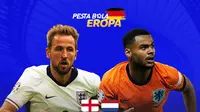Euro 2024 - Inggris Vs Belanda - Harry Kane Vs Cody Gakpo (Bola.com/Adreanus Titus)