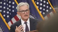 Ketua Federal Reserve (The Fed) Jerome Powell berbicara dalam konferensi pers setelah rapat Komite Pasar Terbuka Federal (FOMC), Rabu, 17 September 2025, di Gedung Dewan Federal Reserve di Washington. (Foto AP/Jacquelyn Martin)