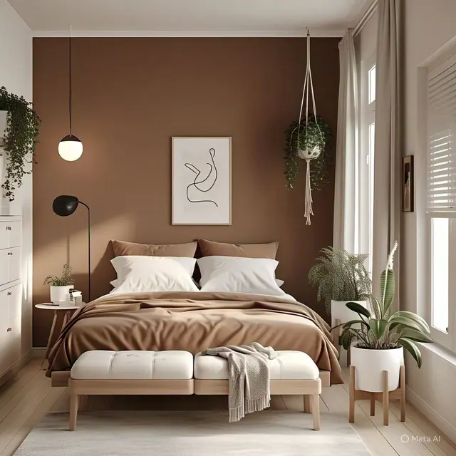 Inspirasi Cat Kamar Warna Coklat dengan Sentuhan Scandinavian