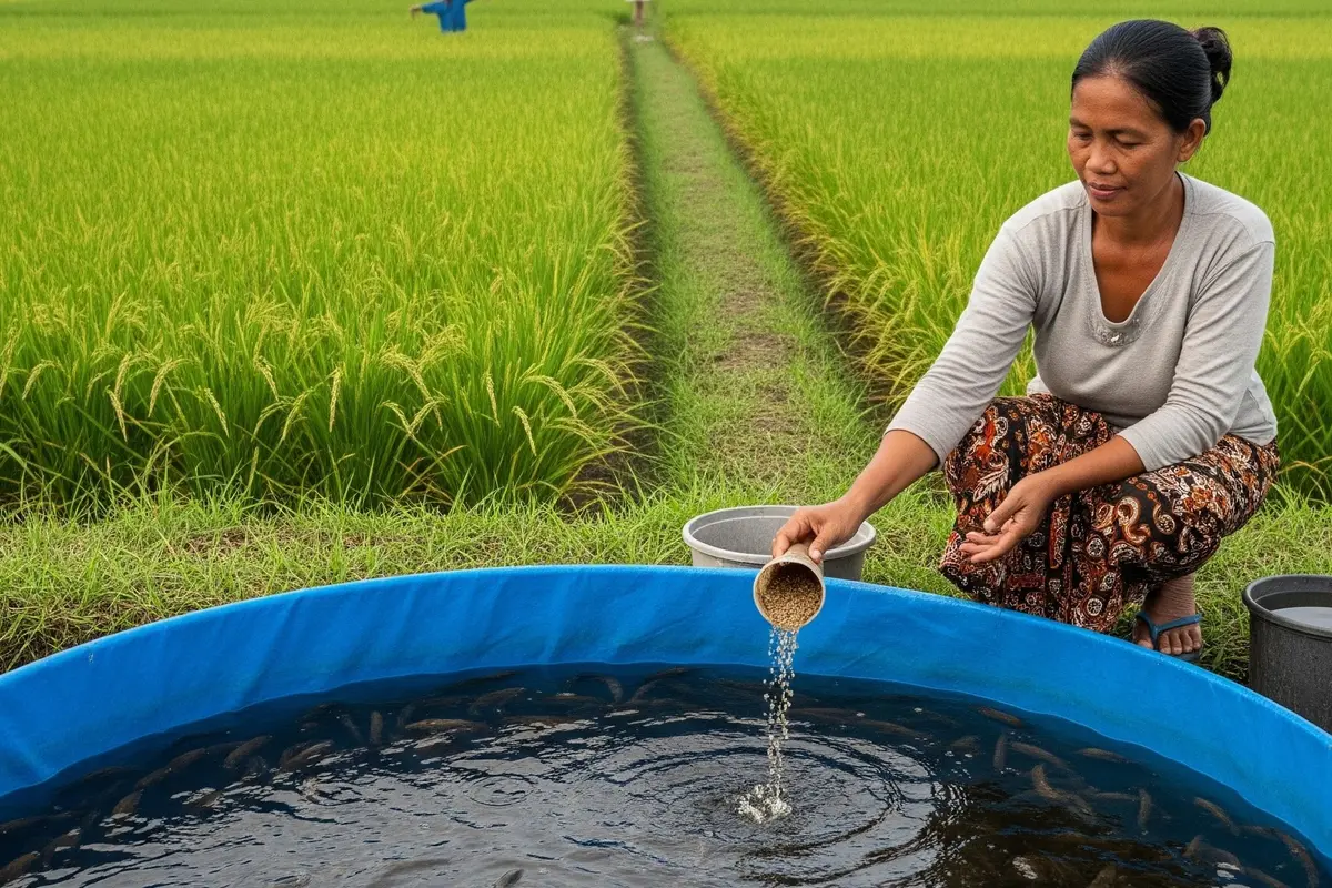 Ternak Ikan di Kolam Terpal untuk IRT yang Tinggal Dekat Sawah dan Mudah Dipelihara (Gemini AI)
