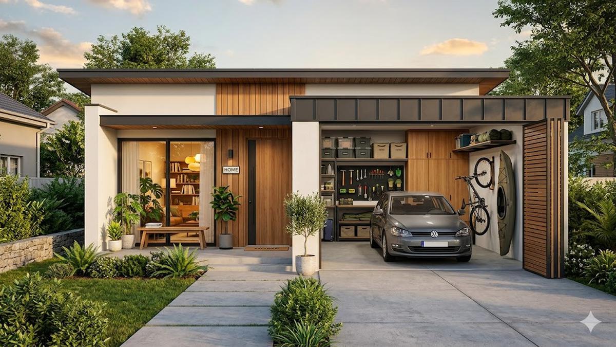 8 Model Rumah Kecil dengan Garasi Sekaligus Gudang untuk Hemat Tempat