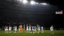 Para pemain Juventus merayakan kemenangan melawan Torino pada pertandingan lanjutan Liga Serie A Italia di di Stadio Olimpico Grande Torino di Turin, Italia, Sabtu (15/10/2022). Juventus menang tipis atas Torino 1-0. (Marco Alpozzi/LaPresse via AP)