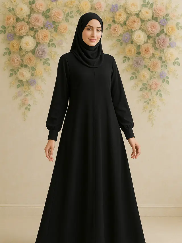 Model Gamis Hitam Syar’i Kekinian