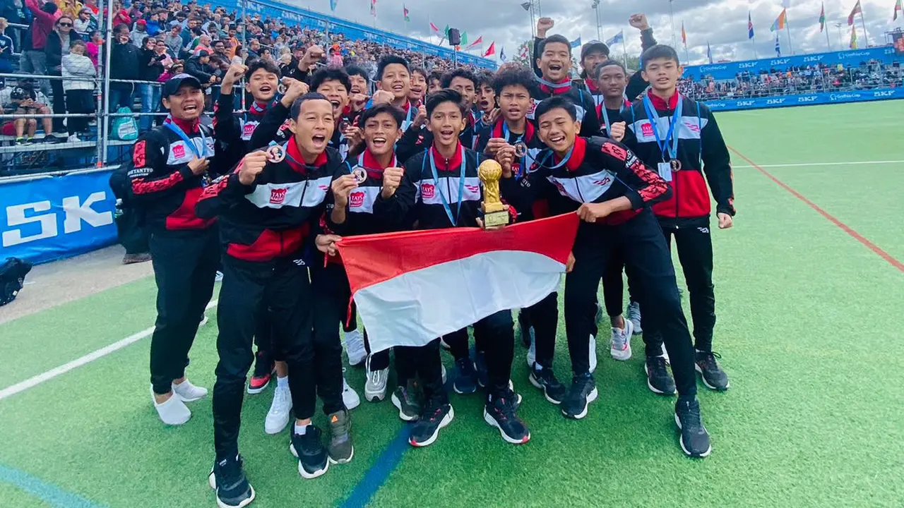 Selebrasi pemain Indonesia di Gothia Cup 2023