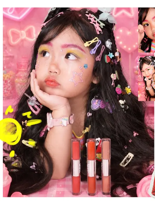 Bermain warna-warna yang berani, Xarena tampil menggemaskan dengan gaya centilnya [@krisjianabah]