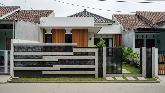 Desain Pagar Beton Ekspos dan Besi yang Sedang Tren pada Rumah Modern 2026/Gemini AI