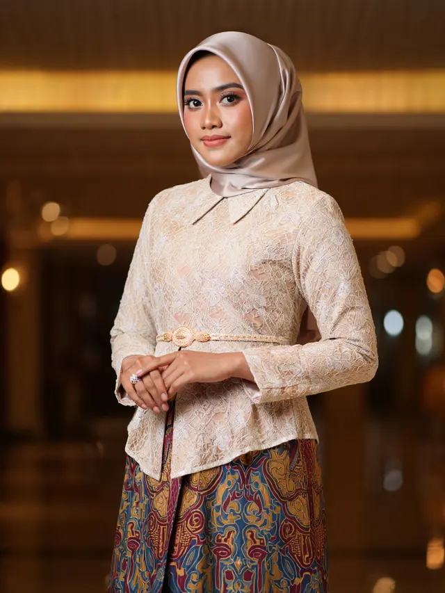 model gamis batik dengan hijab