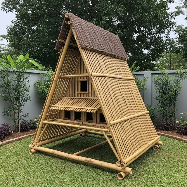 Inspirasi Kandang Ayam Bambu Unik dan Estetik untuk Halaman Belakang Rumah (Image by Gemini AI)