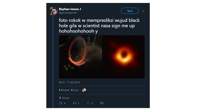 Meme Cocokologi Foto Black Hole yang Perdana Kali Dipublikasi (Sumber: Twitter/@gendutgemesh