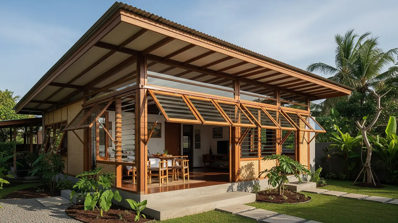 Desain Rumah Hemat Listrik dengan Banyak Ventilasi/Gemini AI