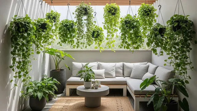 Teras Rumah Sempit tapi Sejuk dengan Tanaman Gantung (Image by Gemini AI)