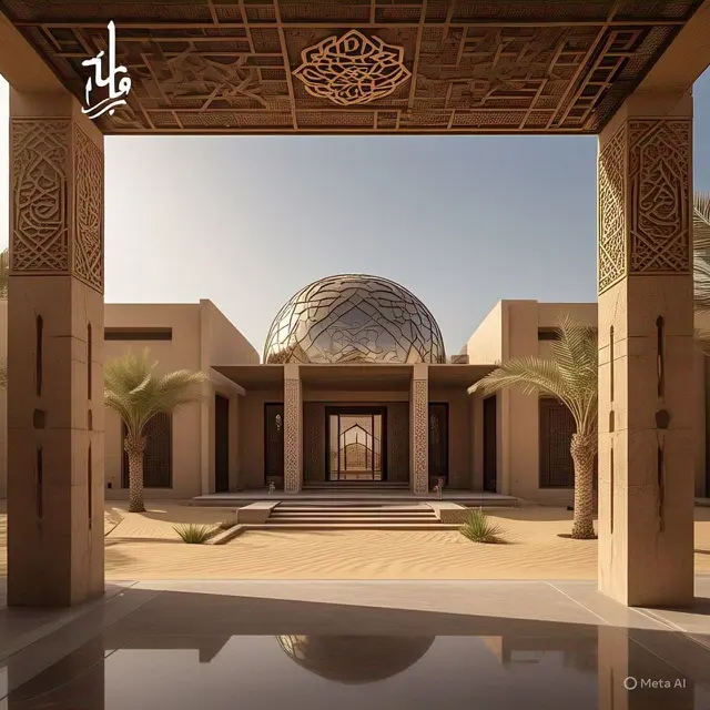 Desain Rumah Arab Minimalis dengan Kubah. (Foto: Meta AI)