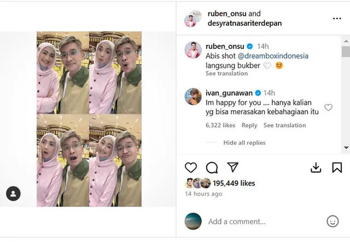 Ruben Onsu Bukber dengan Desy Ratnasari, Komentar Ivan Gunawan Disorot