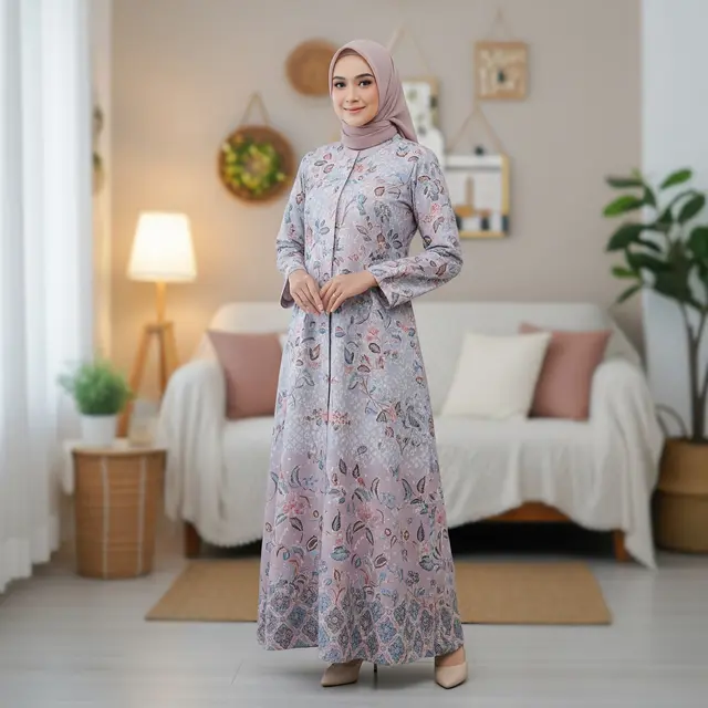 9 Model Gamis Batik Pastel Motif Lembut untuk Acara Keluarga Sederhana