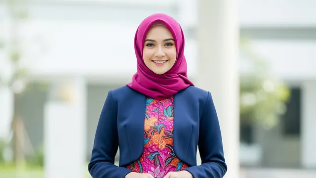 Gamis Batik Full Motif dengan Bolero Polos Terbaru