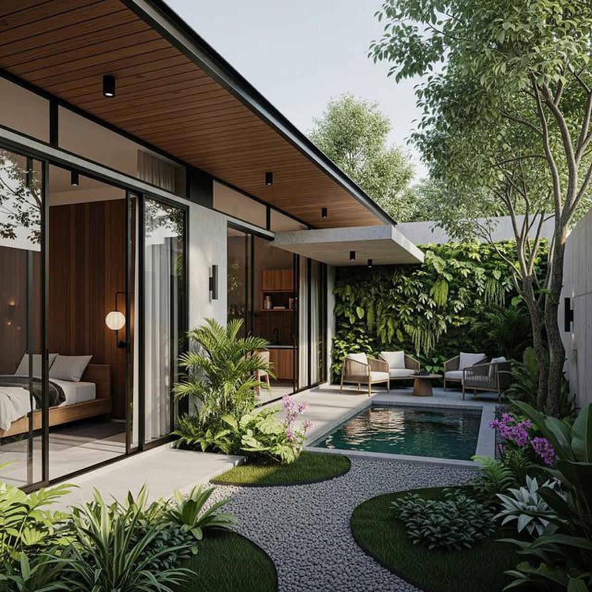7 Model Rumah Kecil Tapi Luas dengan Taman Dalam Rumah, Asri dan Modern