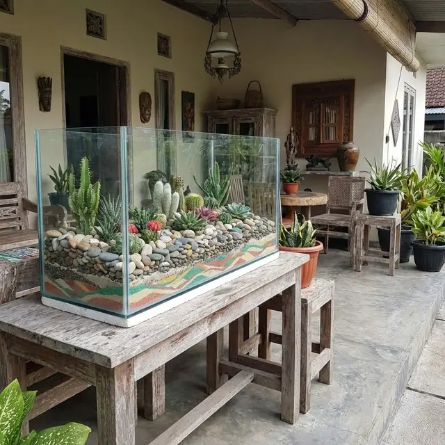 Model Kebun Mini di Teras Cor Tanpa Tanah
