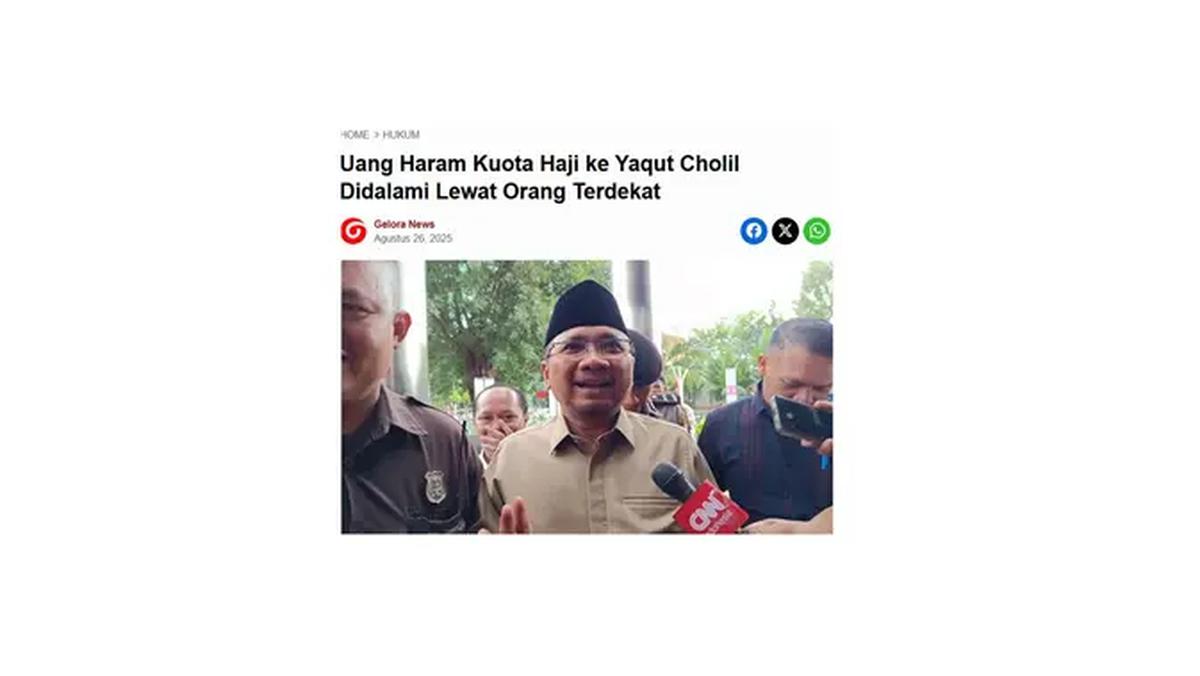 Cek fakta artikel Yaqut Cholil Qoumas sebut Jokowi terima 2 triliun dari kuota haji